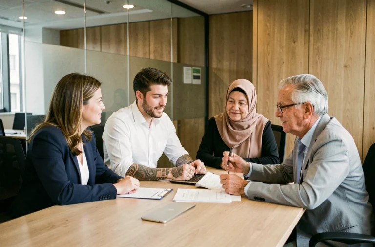 Équipe professionnelle diverse réunie en réunion d'entreprise illustrant les obligations d'égalité et de diversité en milieu de travail